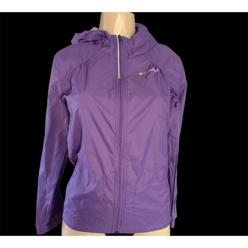Columbia Girls Size Youth Large Purple Rain Jacket Windbreaker Hiking Coat